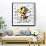 Petit Dinosaure Sortant du Mur Broderie Diamant