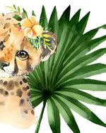 Petit Leopard et Feuille Verte Broderie Diamant