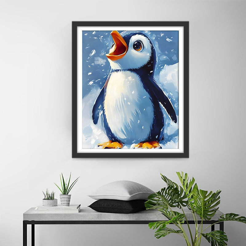 Petit Pingouin Chantant Broderie Diamant