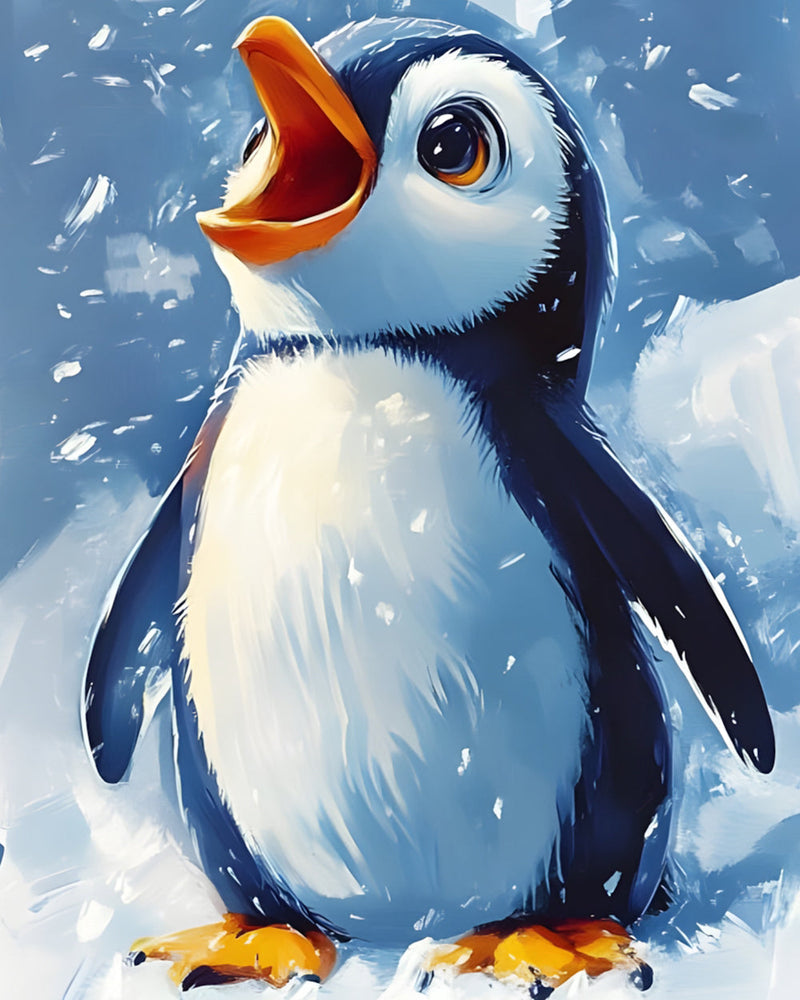 Petit Pingouin Chantant Broderie Diamant