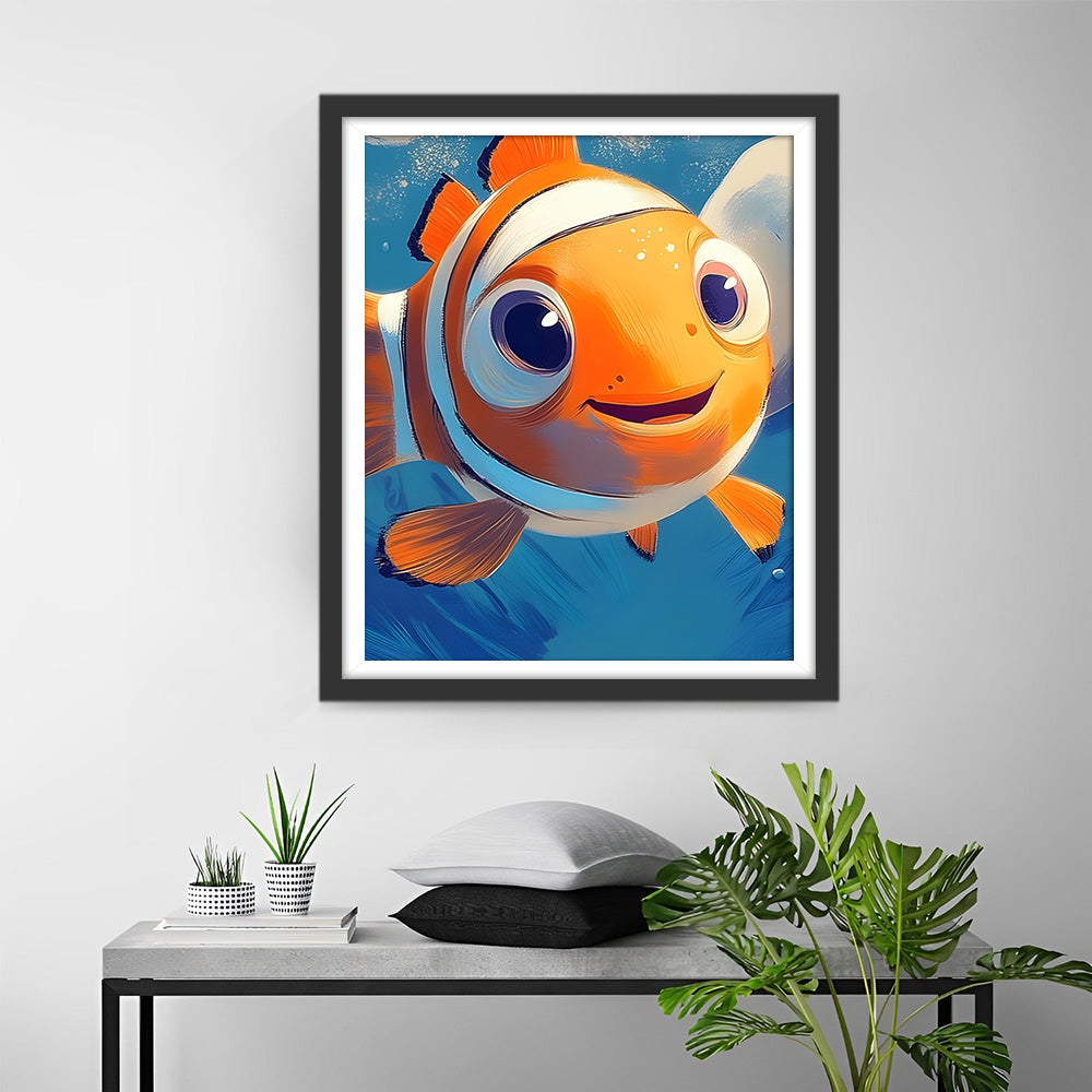 Petit Poisson Rouge Heureux Broderie Diamant
