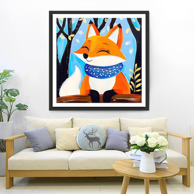 Petit Renard Souriant Broderie Diamant