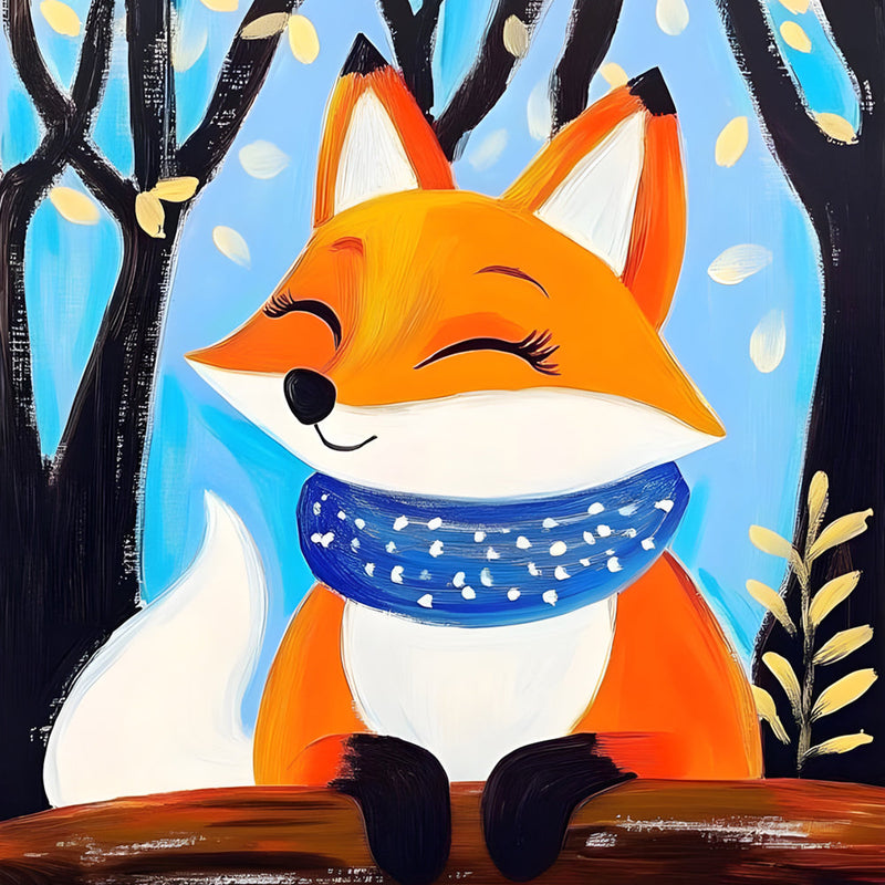 Petit Renard Souriant Broderie Diamant