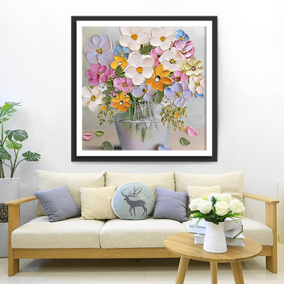 Petites Fleurs dans la Bouteille en Verre Broderie Diamant