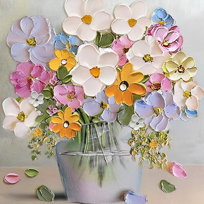 Petites Fleurs dans la Bouteille en Verre Broderie Diamant