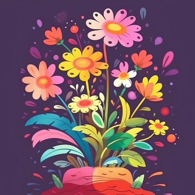Petites Fleurs dans un Pot Broderie Diamant