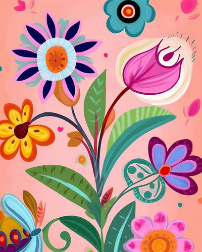 Petites Fleurs Dessin Animé Broderie Diamant