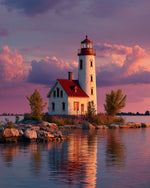 Phare au Coucher du Soleil Broderie Diamant