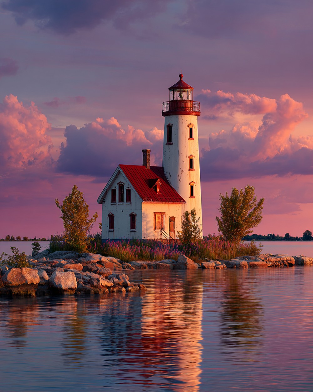 Phare au Coucher du Soleil Broderie Diamant