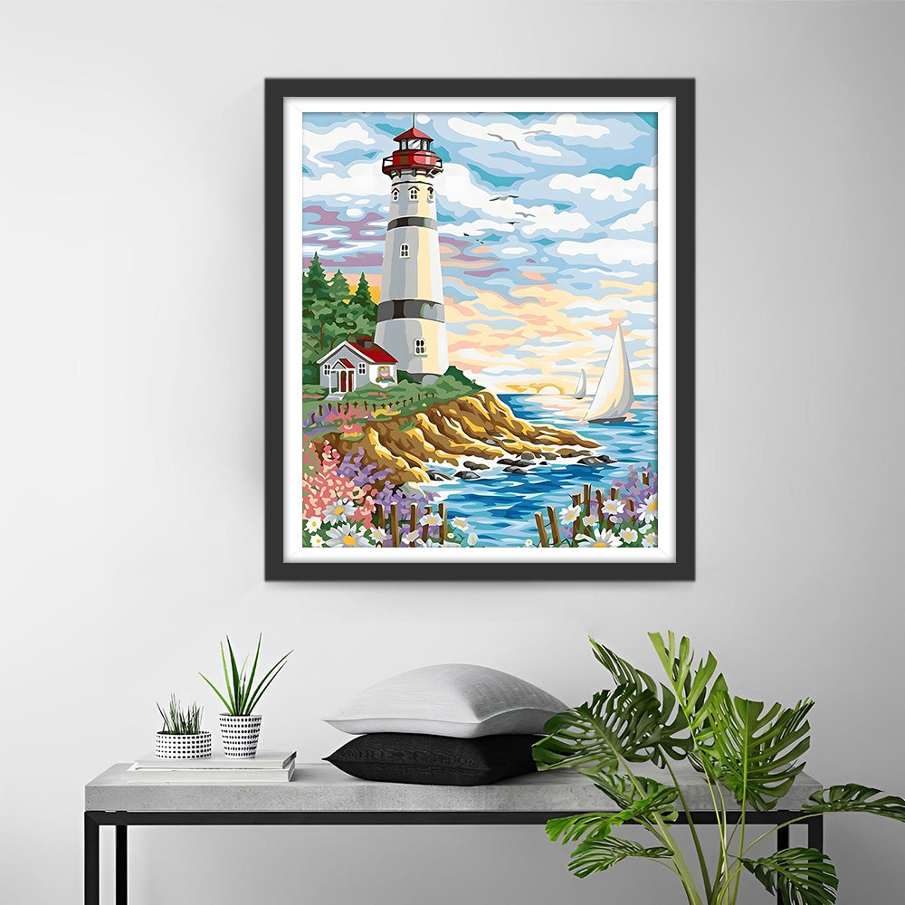 Phare de Printemps et Voiliers Broderie Diamant