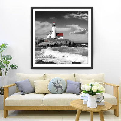 Phare Solitaire sur la Mer Broderie Diamant