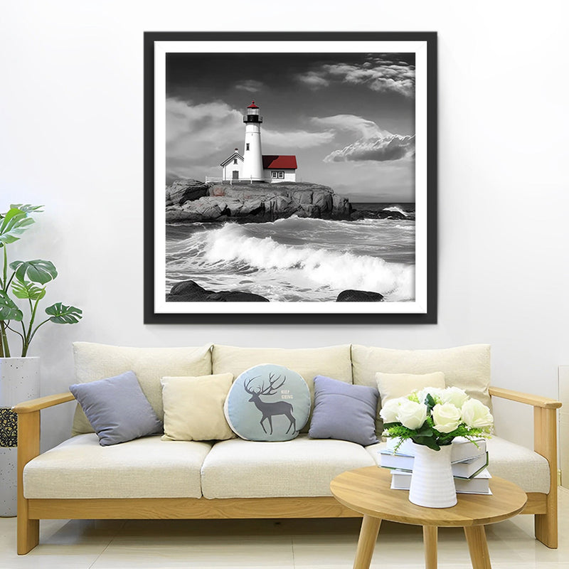 Phare Solitaire sur la Mer Broderie Diamant