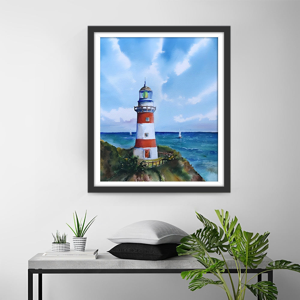 Phare sous le Ciel Bleu Broderie Diamant