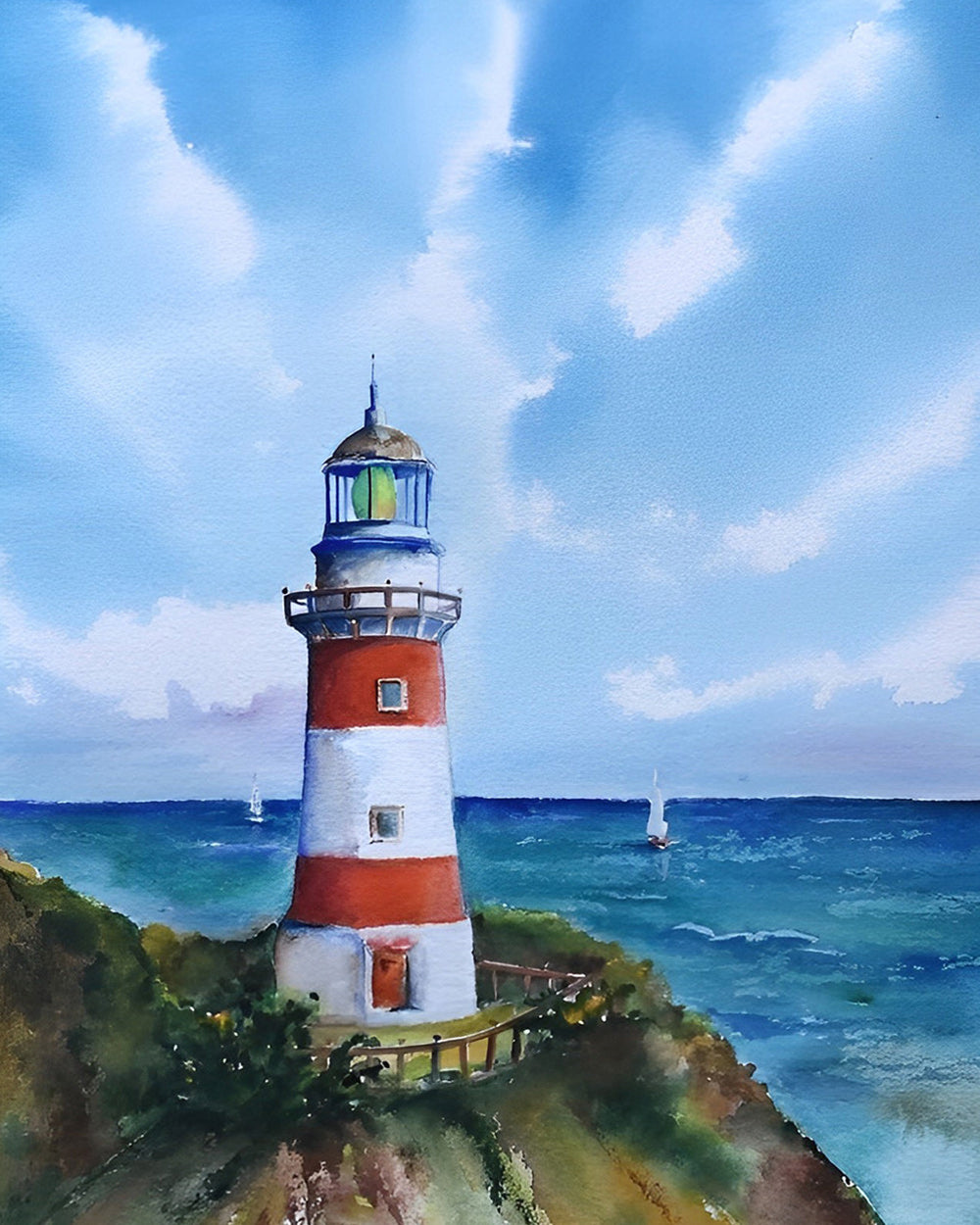 Phare sous le Ciel Bleu Broderie Diamant