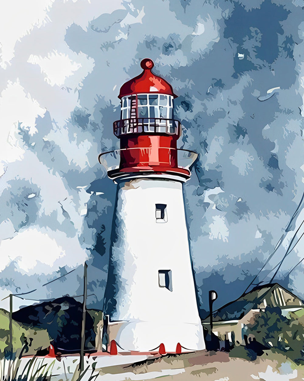 Phare sous les Nuages Sombres Broderie Diamant