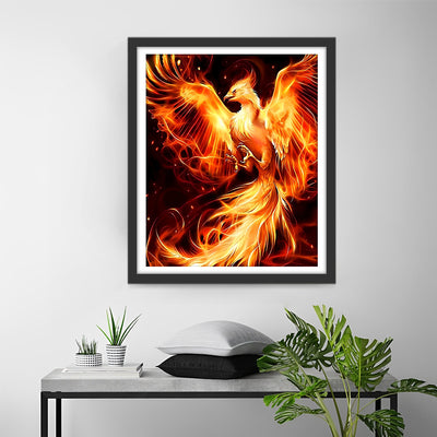 Phenix de Feu dans le Noir Broderie Diamant
