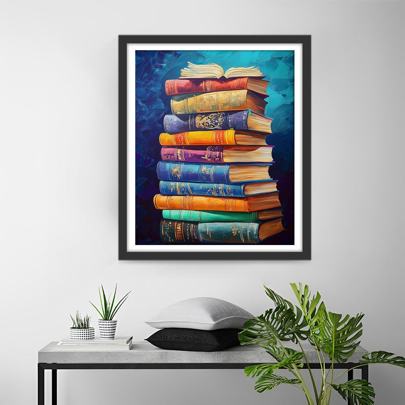 Pile de Livres Classiques Broderie Diamant