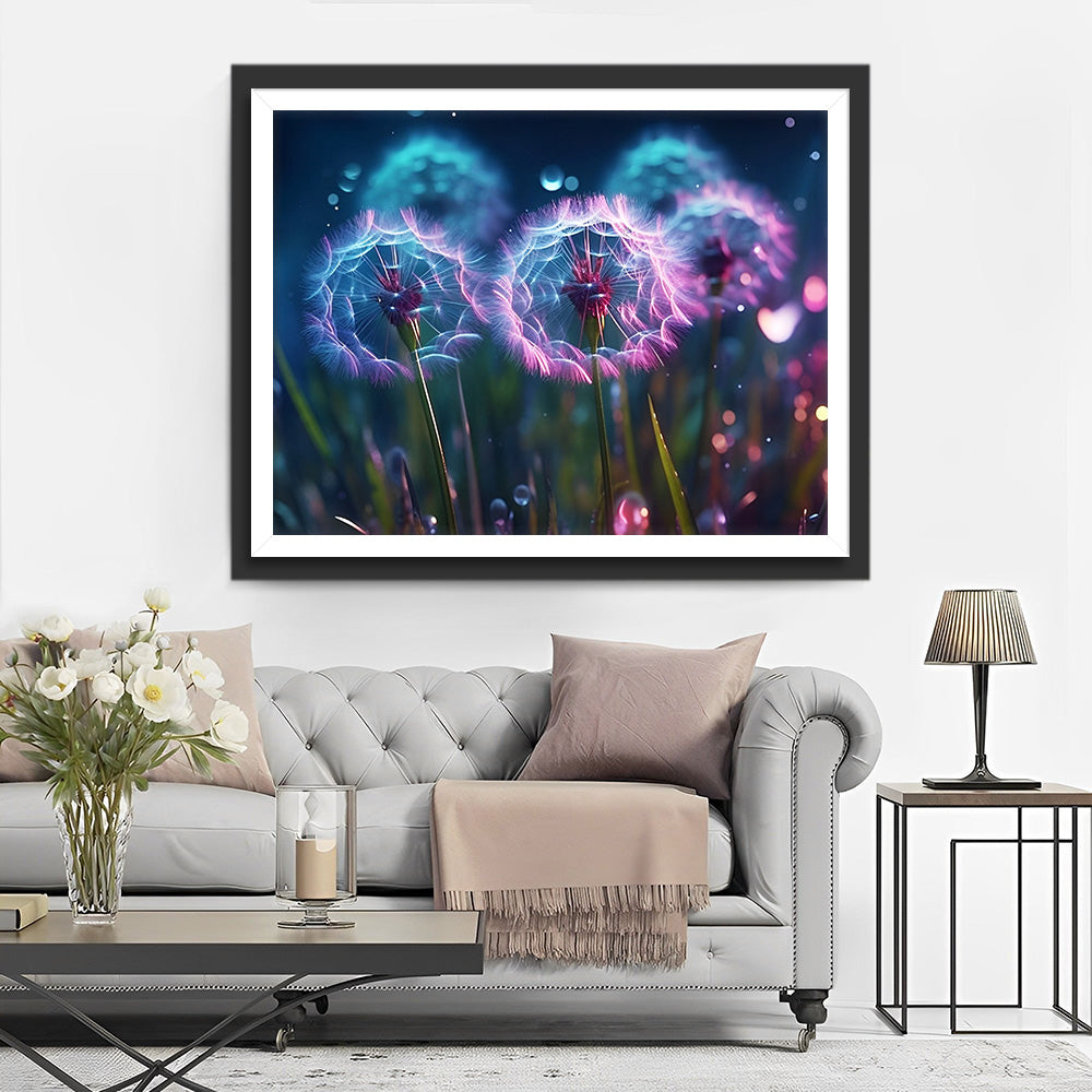 Pissenlits Bleus et Violets Broderie Diamant
