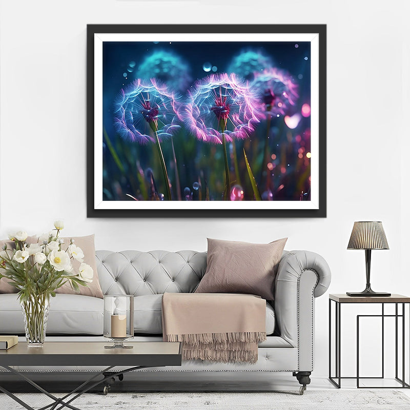 Pissenlits Bleus et Violets Broderie Diamant