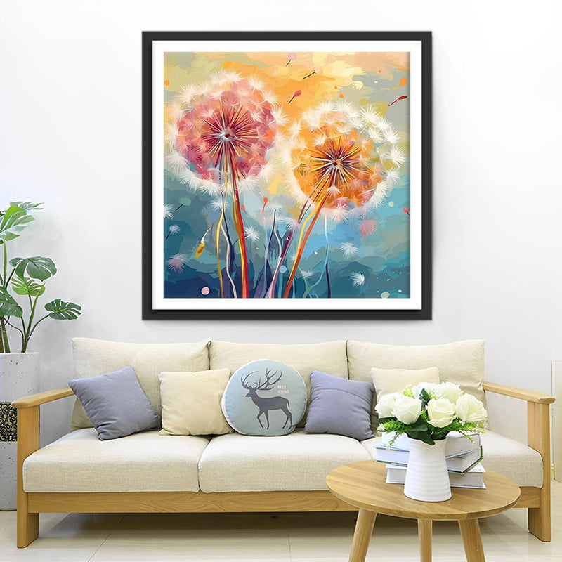 Pissenlits Roses Broderie Diamant