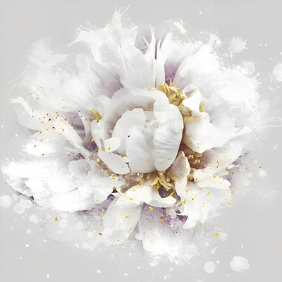 Pivoine Blanche en Pleine Floraison Broderie Diamant