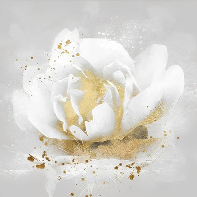 Pivoine Blanche et Dorée Broderie Diamant
