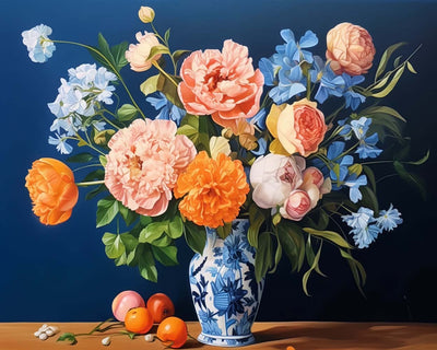 Pivoine dans un Vase en Porcelaine Broderie Diamant