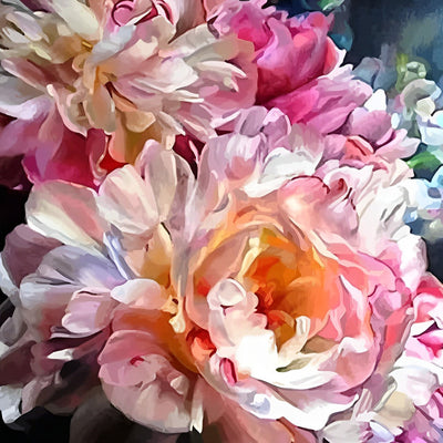 Pivoines Roses en Pleine Floraison Broderie Diamant