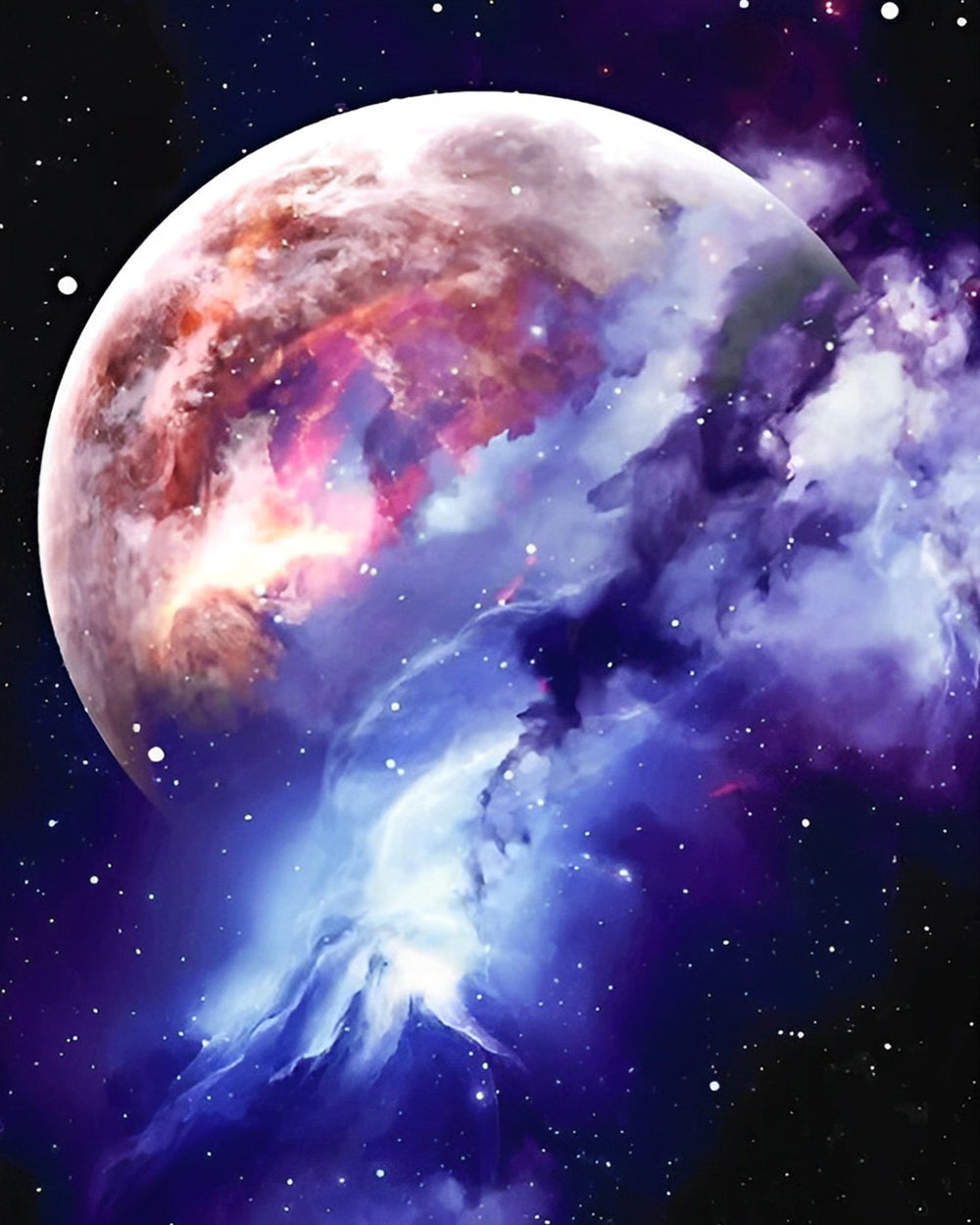 Planète et Nuages Spatiaux Broderie Diamant