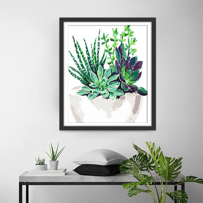 Plante Succulente Verte Broderie Diamant