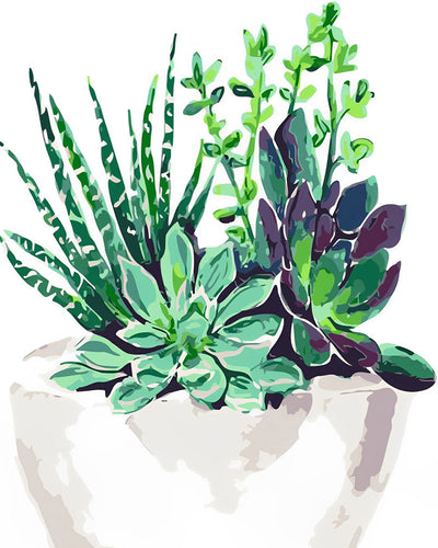 Plante Succulente Verte Broderie Diamant