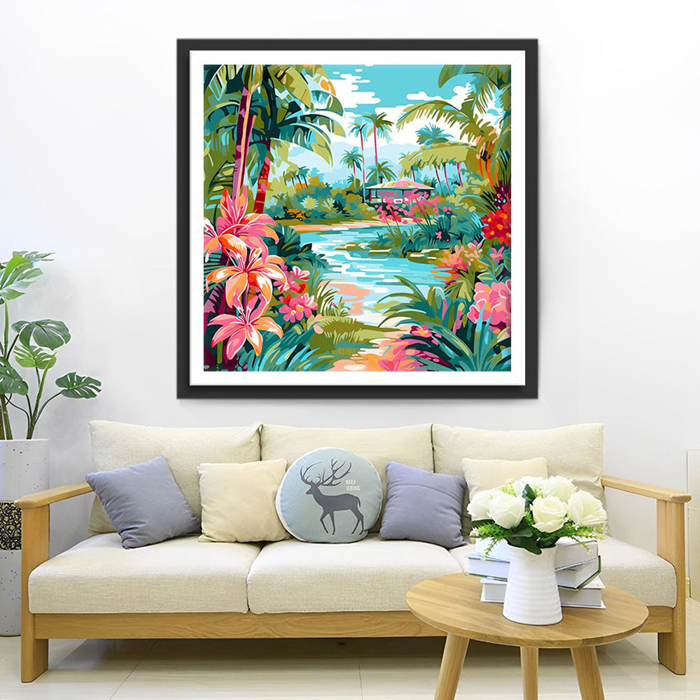 Plantes et Fleurs Tropicales Broderie Diamant