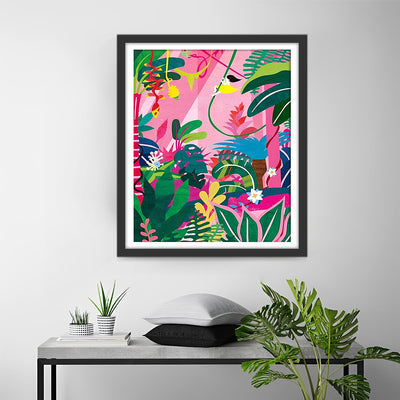 Plantes Tropicales Colorées Broderie Diamant