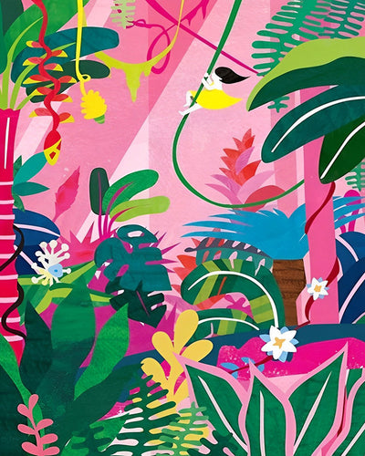 Plantes Tropicales Colorées Broderie Diamant