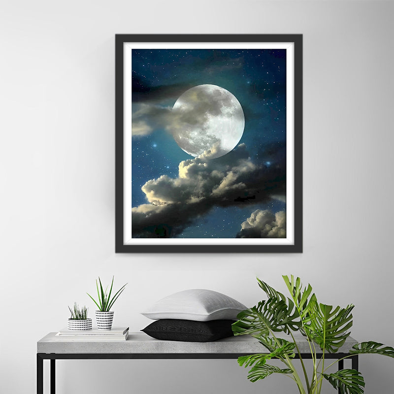 Pleine Lune et Nuages Broderie Diamant