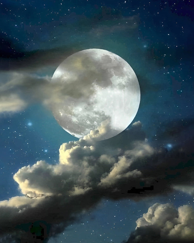 Pleine Lune et Nuages Broderie Diamant