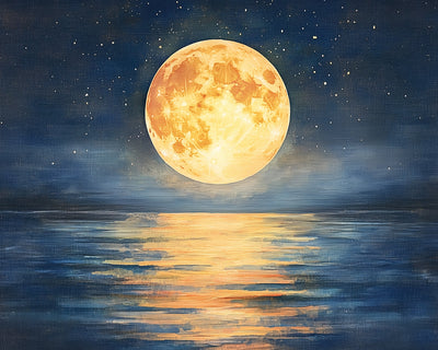 Pleine Lune sur la Mer la Nuit Broderie Diamant