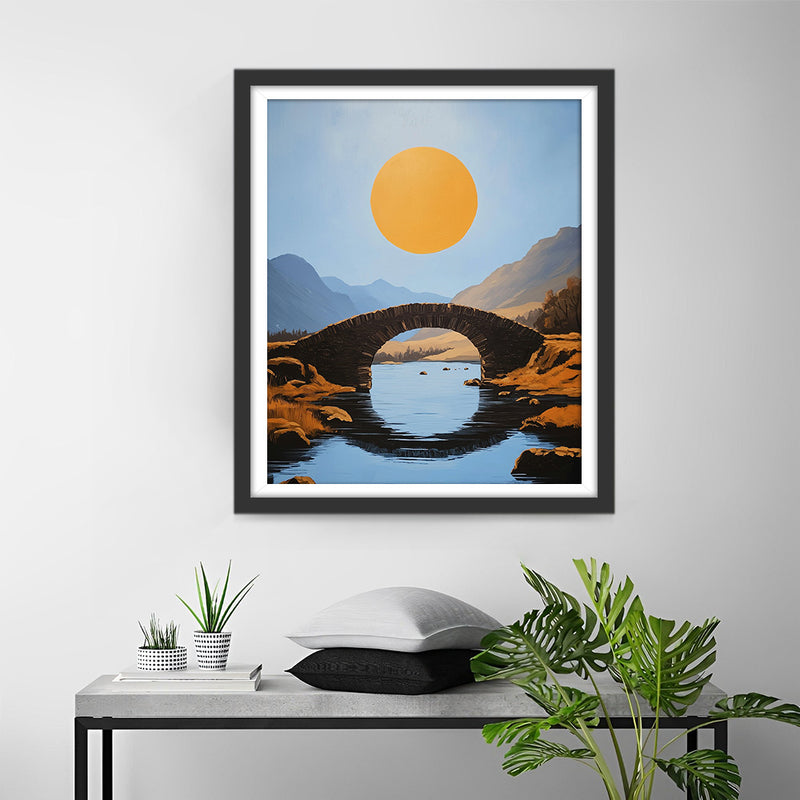 Pleine Lune sur le Pont Arque dans les Montagnes Broderie Diamant