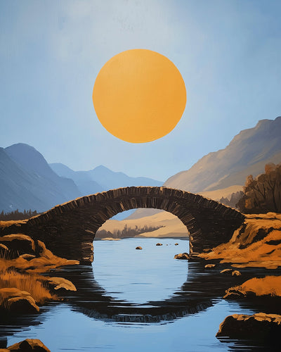 Pleine Lune sur le Pont Arque dans les Montagnes Broderie Diamant