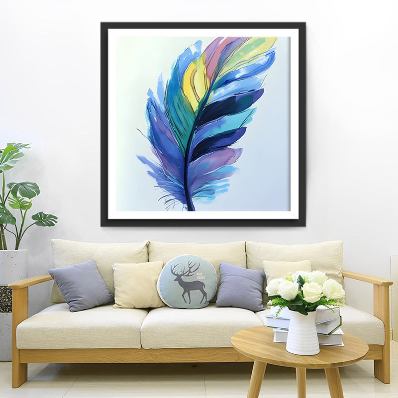 Plume Colorée Broderie Diamant