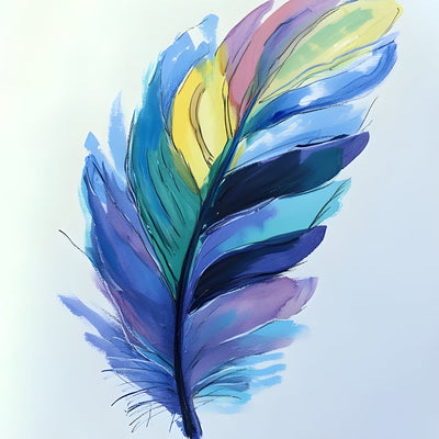 Plume Colorée Broderie Diamant