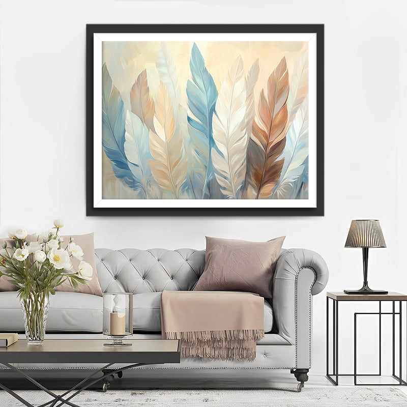 Plumes de Couleur Claire Broderie Diamant