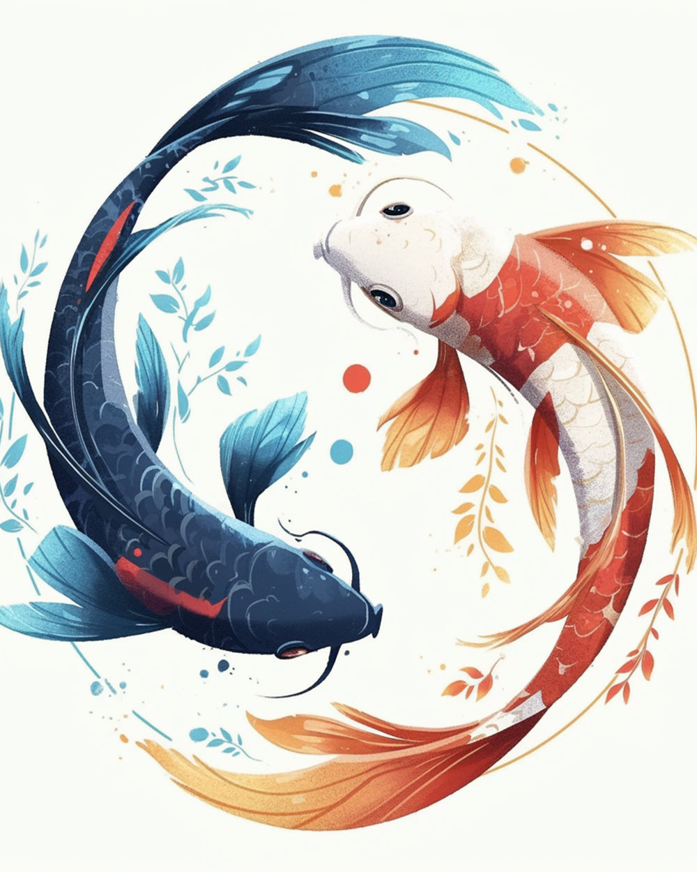 Poisson Bleu et Rouge Broderie Diamant