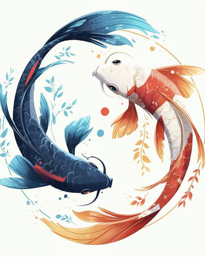 Poisson Bleu et Rouge Broderie Diamant