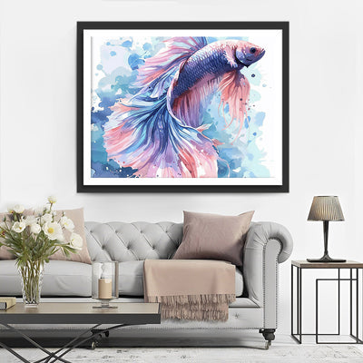 Poisson Combattant Siamois Broderie Diamant