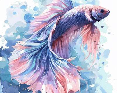 Poisson Combattant Siamois Broderie Diamant