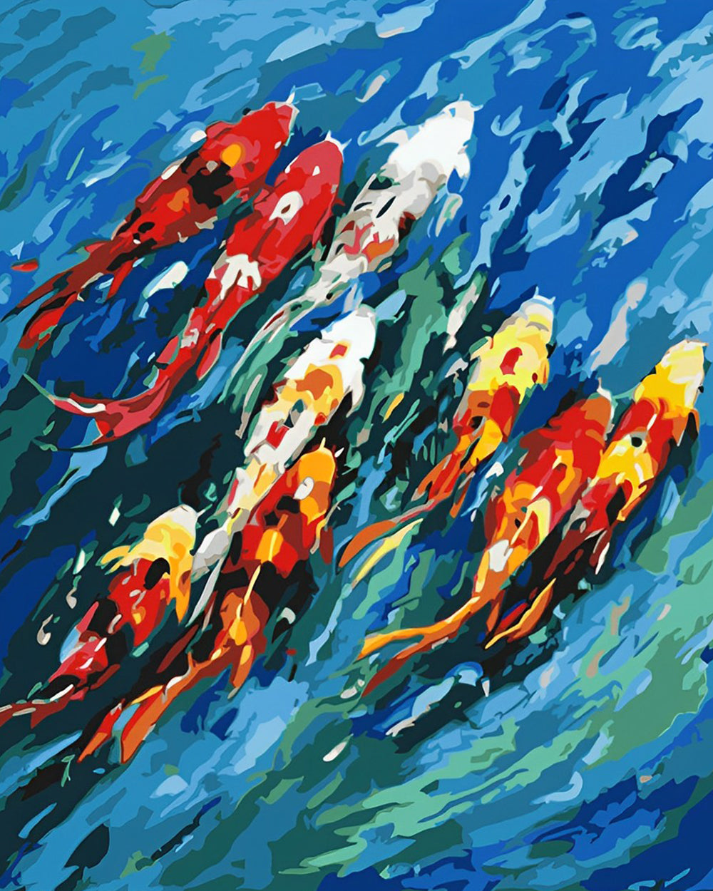 Poisson dans l’Eau Bleue Broderie Diamant