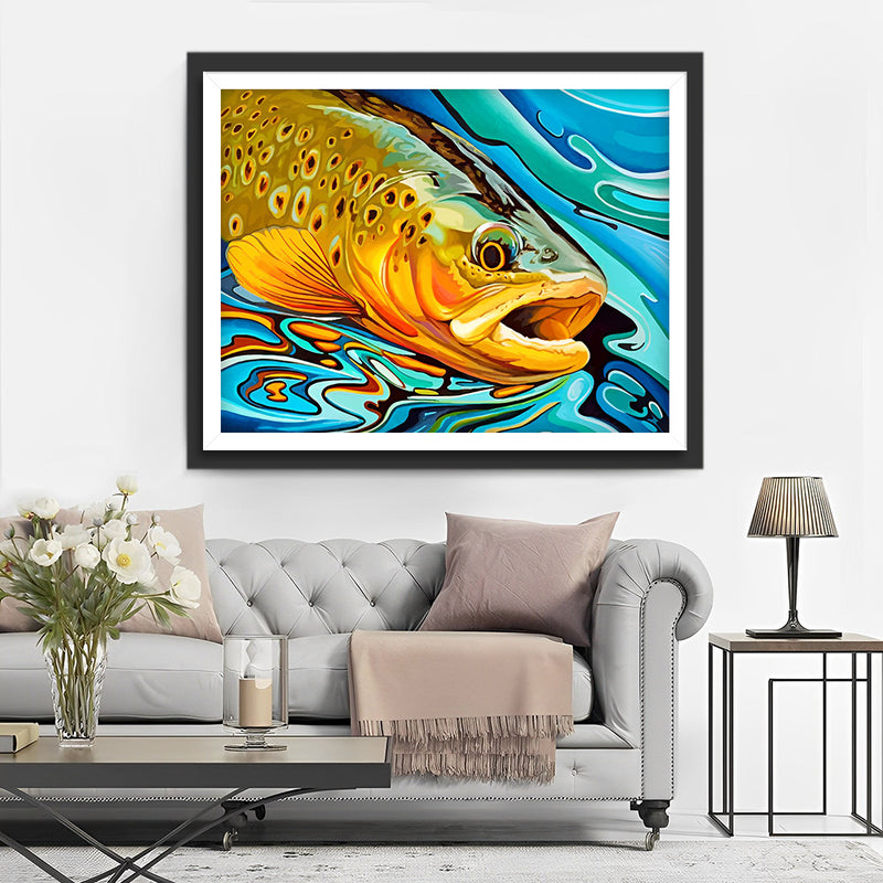 Poisson Doré Broderie Diamant