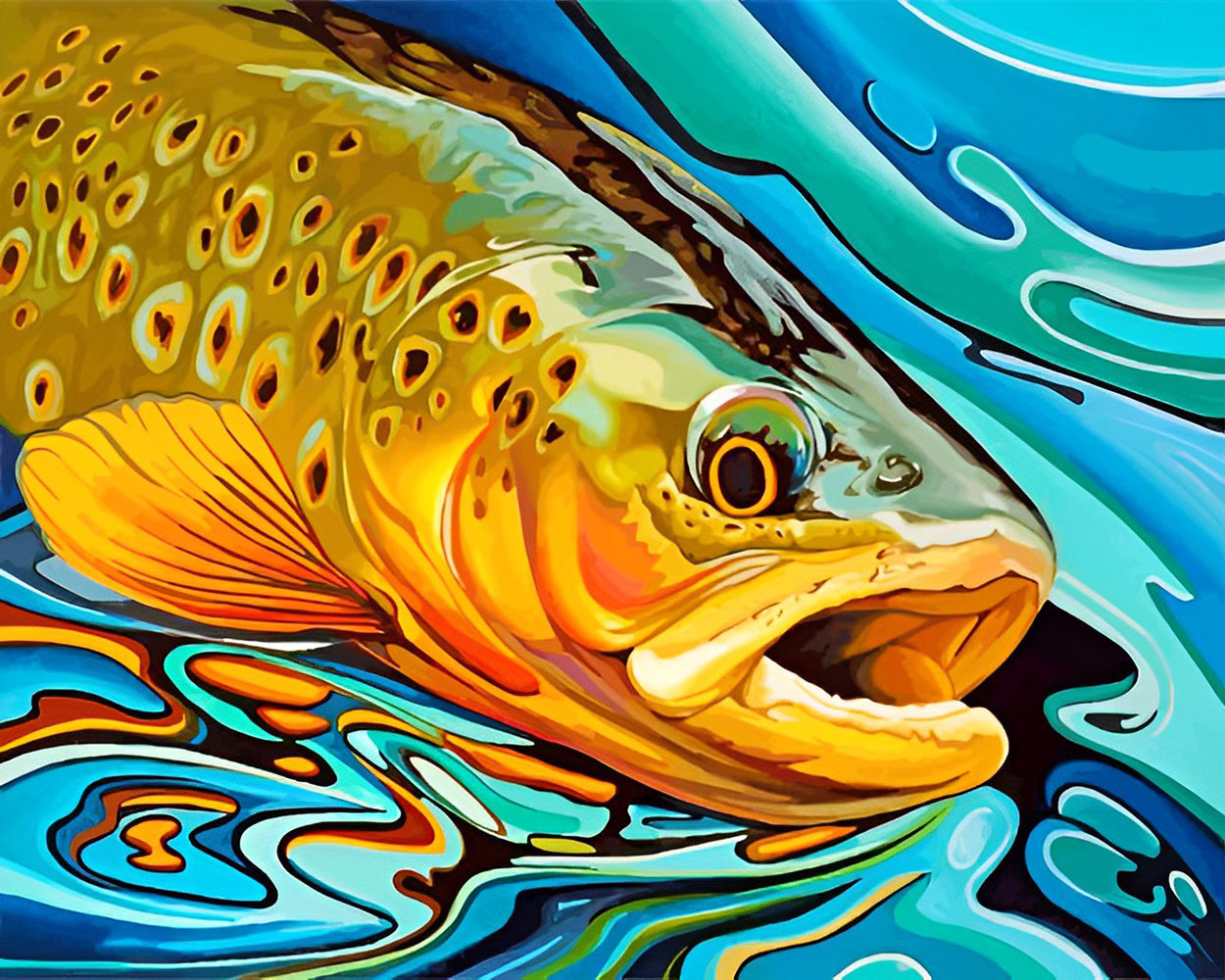 Poisson Doré Broderie Diamant