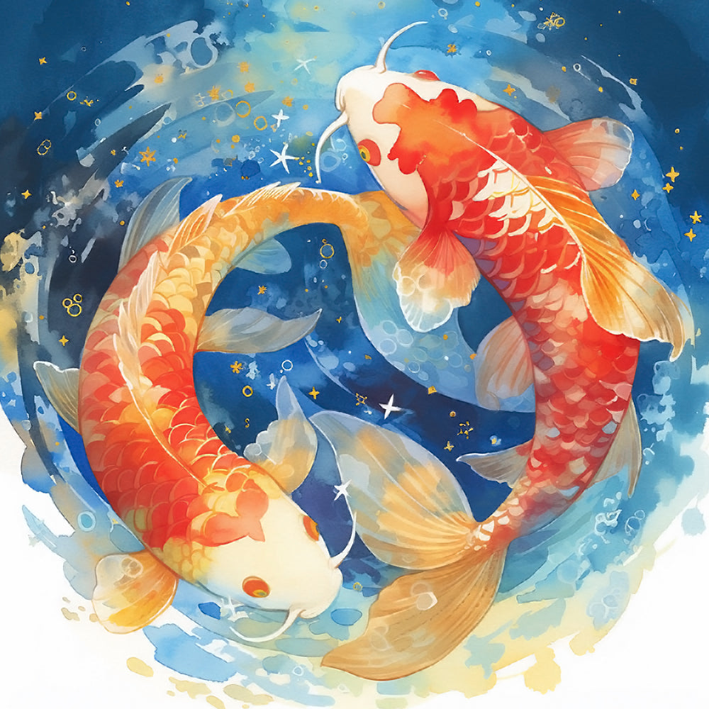 Poissons Rouges dans L'Eau Broderie Diamant